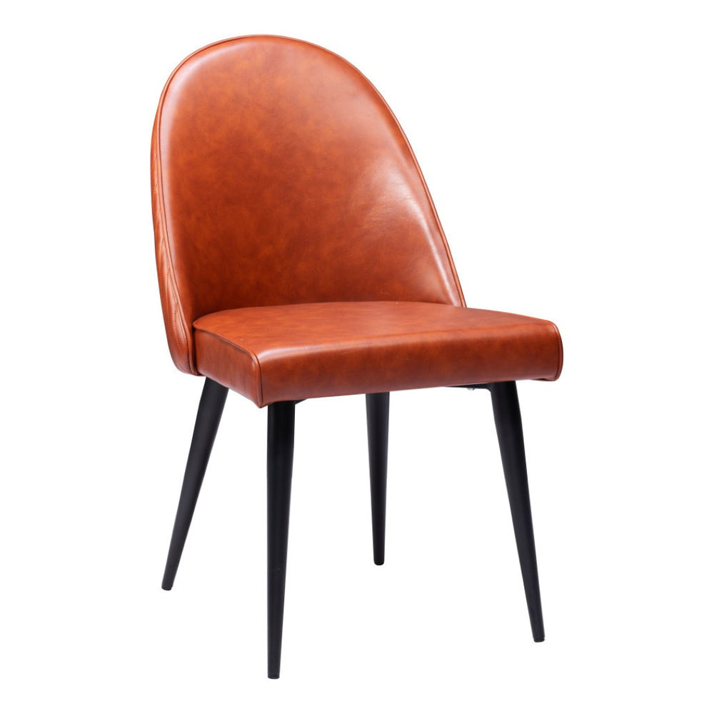 HomeRoots Set of Two Modern Brown and Black Upholstered Faux Leather Dining Side Chairs for Versatile Comfort 555835