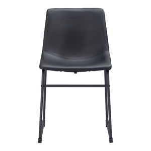 HomeRoots Set of Two Stylish Black Upholstered Faux Leather Dining Side Chairs for Modern Living Spaces 555836