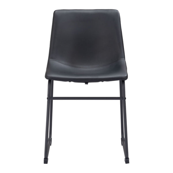 HomeRoots Set of Two Stylish Black Upholstered Faux Leather Dining Side Chairs for Modern Living Spaces 555836