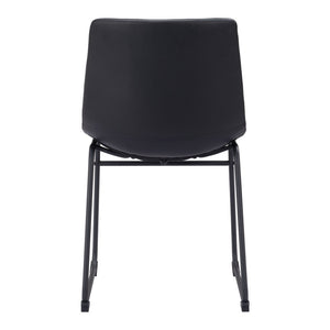 HomeRoots Set of Two Stylish Black Upholstered Faux Leather Dining Side Chairs for Modern Living Spaces 555836