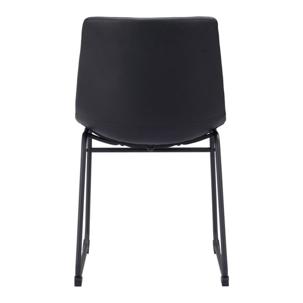 HomeRoots Set of Two Stylish Black Upholstered Faux Leather Dining Side Chairs for Modern Living Spaces 555836