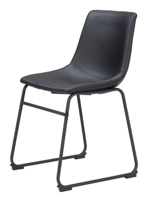 HomeRoots Set of Two Stylish Black Upholstered Faux Leather Dining Side Chairs for Modern Living Spaces 555836