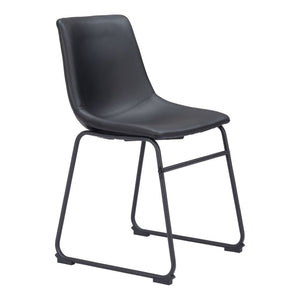 HomeRoots Set of Two Stylish Black Upholstered Faux Leather Dining Side Chairs for Modern Living Spaces 555836