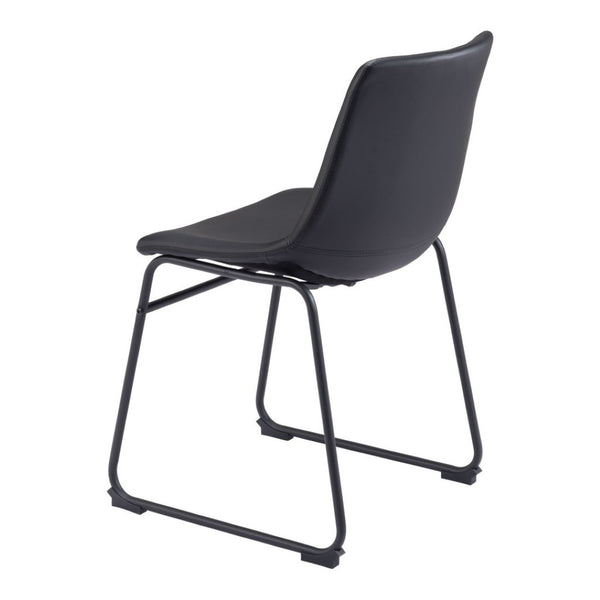 HomeRoots Set of Two Stylish Black Upholstered Faux Leather Dining Side Chairs for Modern Living Spaces 555836
