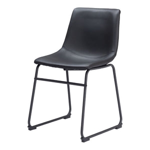 HomeRoots Set of Two Stylish Black Upholstered Faux Leather Dining Side Chairs for Modern Living Spaces 555836