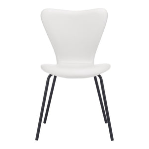 HomeRoots Set of Two Modern White and Black Upholstered Faux Leather Dining Chairs for Stylish Comfort 555838