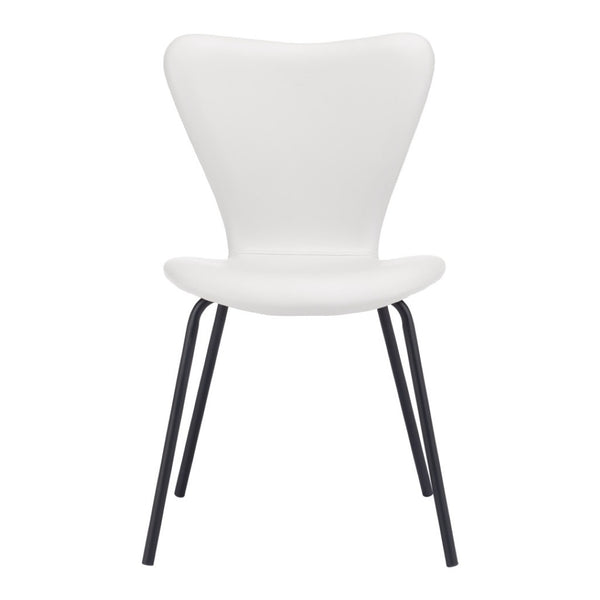 HomeRoots Set of Two Modern White and Black Upholstered Faux Leather Dining Chairs for Stylish Comfort 555838