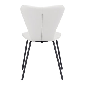 HomeRoots Set of Two Modern White and Black Upholstered Faux Leather Dining Chairs for Stylish Comfort 555838