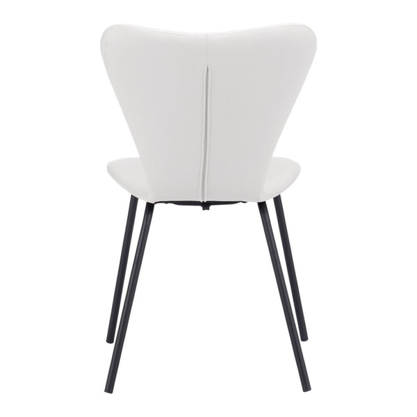 HomeRoots Set of Two Modern White and Black Upholstered Faux Leather Dining Chairs for Stylish Comfort 555838