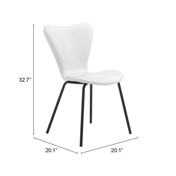 HomeRoots Set of Two Modern White and Black Upholstered Faux Leather Dining Chairs for Stylish Comfort 555838