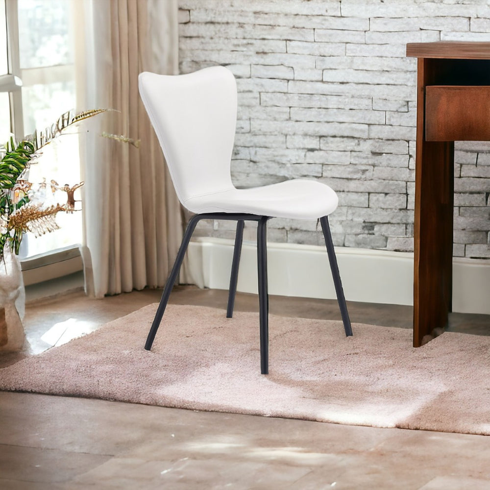 HomeRoots Set of Two Modern White and Black Upholstered Faux Leather Dining Chairs for Stylish Comfort 555838