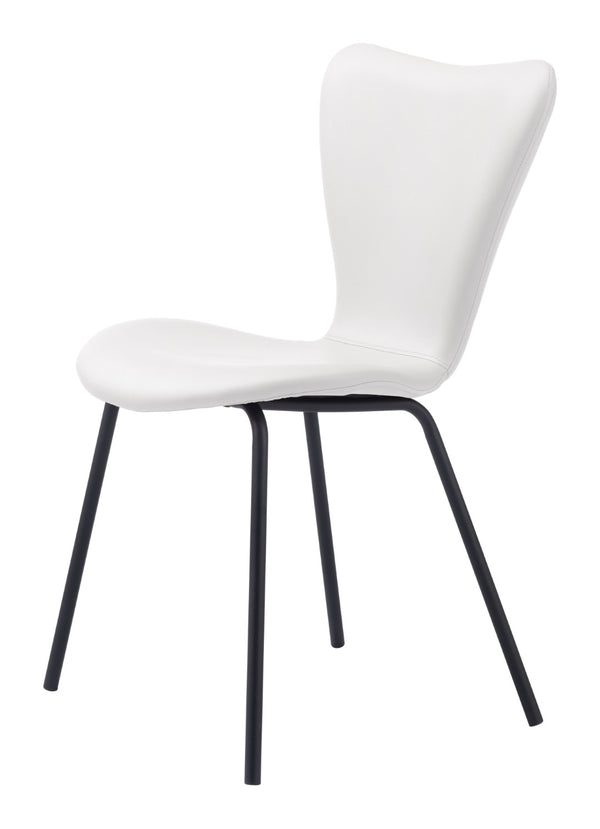 HomeRoots Set of Two Modern White and Black Upholstered Faux Leather Dining Chairs for Stylish Comfort 555838