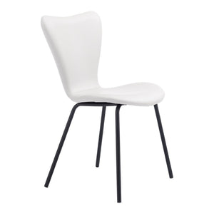 HomeRoots Set of Two Modern White and Black Upholstered Faux Leather Dining Chairs for Stylish Comfort 555838