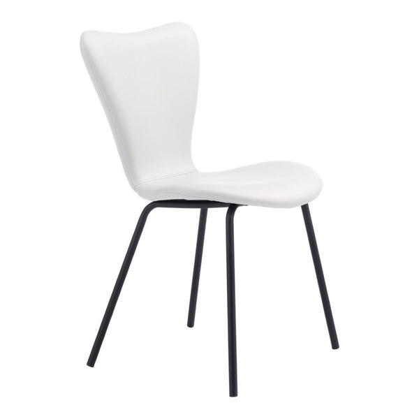 HomeRoots Set of Two Modern White and Black Upholstered Faux Leather Dining Chairs for Stylish Comfort 555838