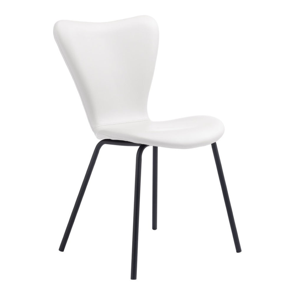 HomeRoots Set of Two Modern White and Black Upholstered Faux Leather Dining Chairs for Stylish Comfort 555838