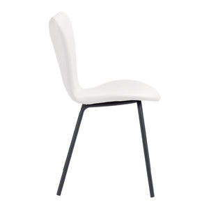 HomeRoots Set of Two Modern White and Black Upholstered Faux Leather Dining Chairs for Stylish Comfort 555838