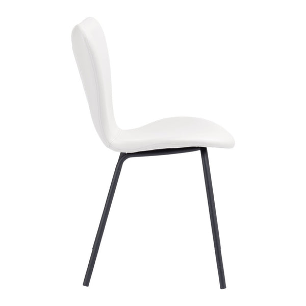 HomeRoots Set of Two Modern White and Black Upholstered Faux Leather Dining Chairs for Stylish Comfort 555838