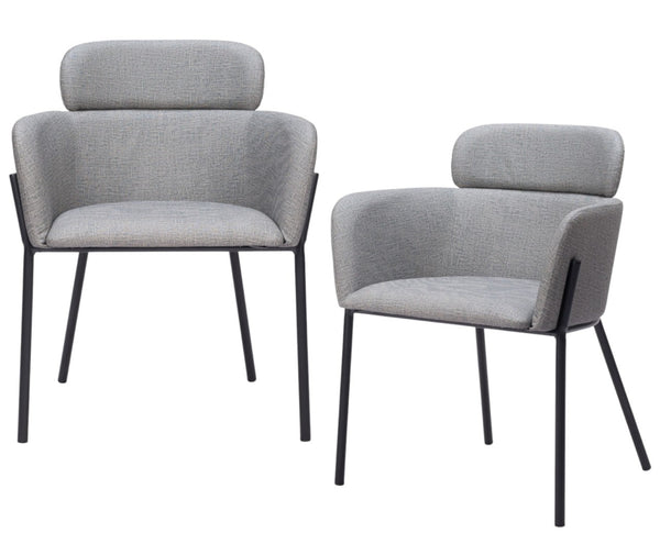 HomeRoots Set of Two Modern Gray and Black Faux Leather Dining Arm Chairs for Stylish Home Interiors 555839