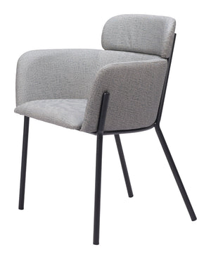 Homeroots Set Of Two Stylish Gray & Black Upholstered Faux Leather Dining Arm Chairs For Versatile Seating   555839