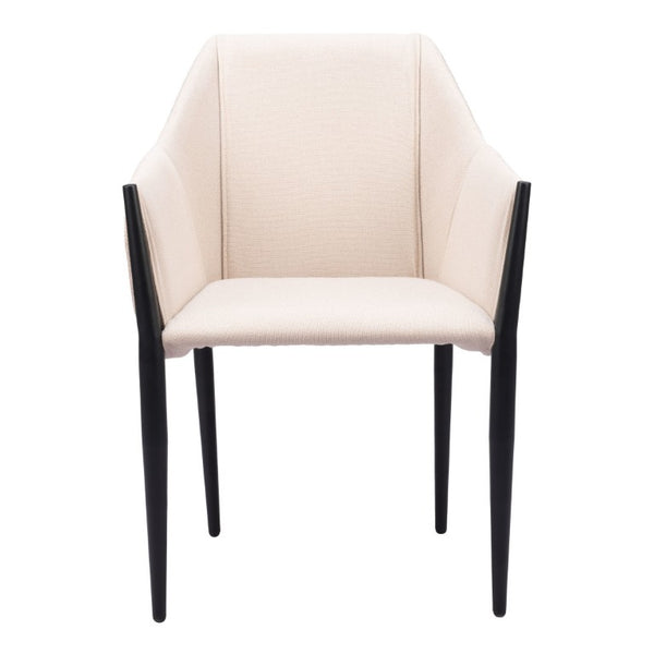 HomeRoots Set of Two Modern Steel Frame Upholstered Arm Chairs for Stylish Dining Rooms 555843