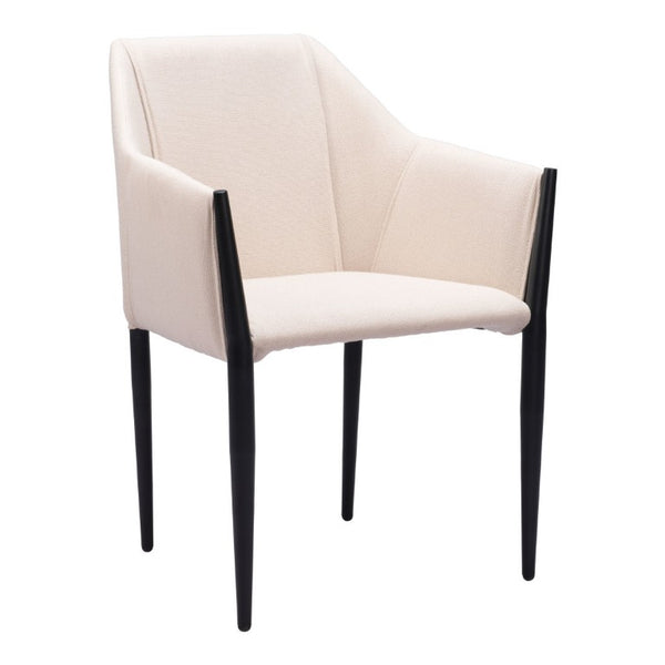 Set of Two Modern Steel Frame Upholstered Arm Chairs for Stylish Dining Rooms