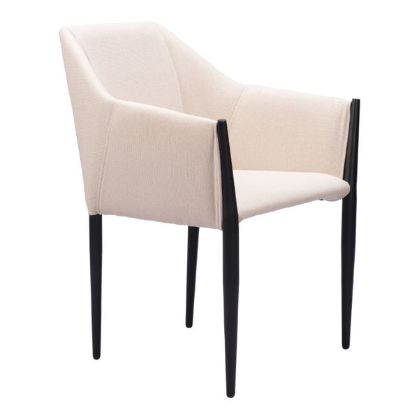 Set of Two Modern Steel Frame Upholstered Arm Chairs for Stylish Dining Rooms