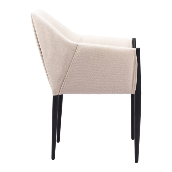 Set of Two Modern Steel Frame Upholstered Arm Chairs for Stylish Dining Rooms