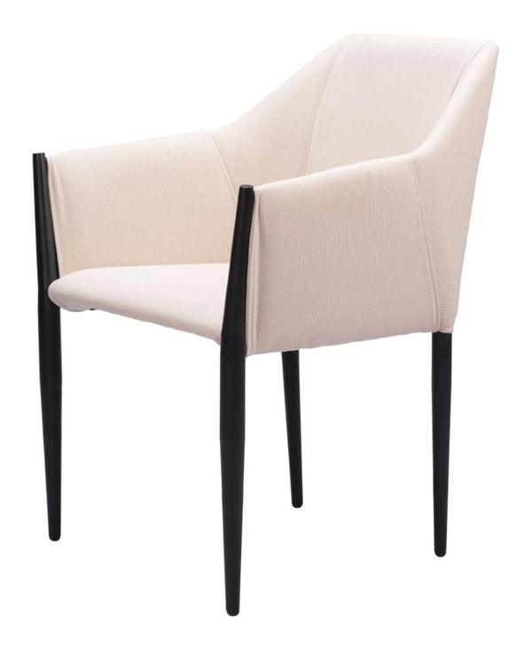 Set of Two Modern Steel Frame Upholstered Arm Chairs for Stylish Dining Rooms