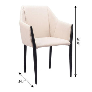 Set of Two Modern Steel Frame Upholstered Arm Chairs for Stylish Dining Rooms
