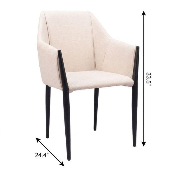 Set of Two Modern Steel Frame Upholstered Arm Chairs for Stylish Dining Rooms