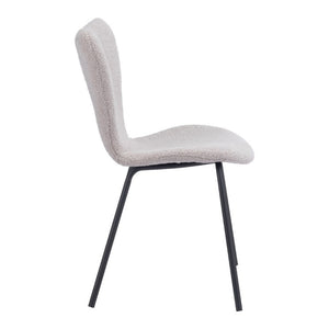 Set of Two Faux Fur Upholstered Dining Side Chairs with Steel Legs for Modern Rooms