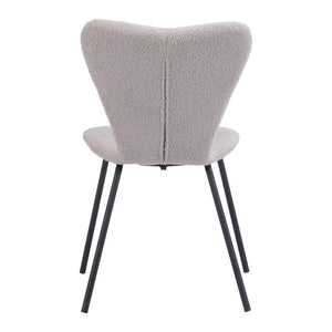 Set of Two Faux Fur Upholstered Dining Side Chairs with Steel Legs for Modern Rooms