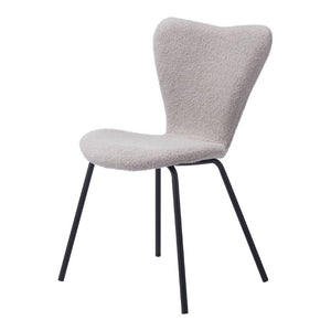 Set of Two Faux Fur Upholstered Dining Side Chairs with Steel Legs for Modern Rooms