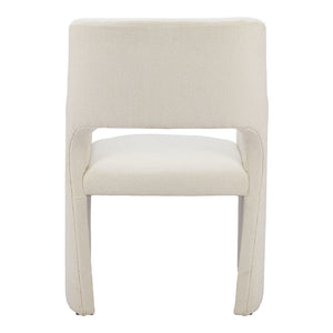 Homeroots White Upholstered Faux Linen Dining Arm Chair - Stylish Comfort For Any Room, Perfect For Dining!   555848