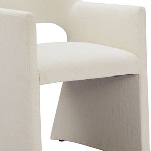 Homeroots White Upholstered Faux Linen Dining Arm Chair - Stylish Comfort For Any Room, Perfect For Dining!   555848