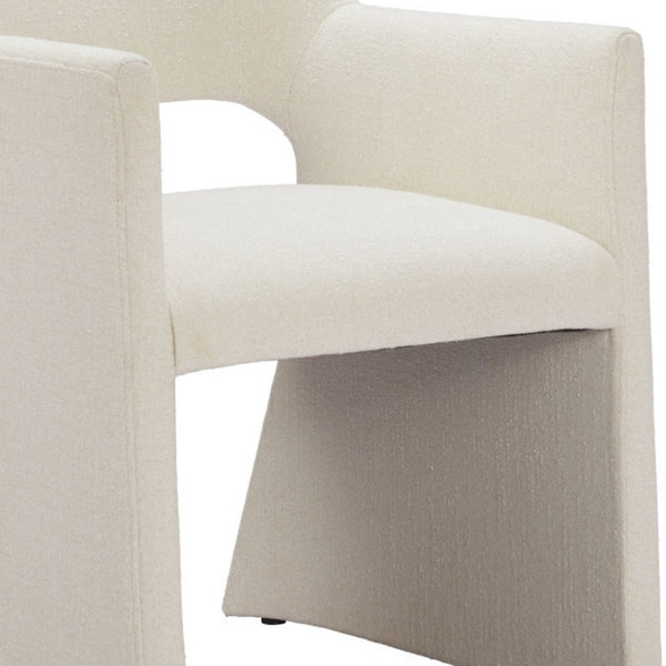 Homeroots White Upholstered Faux Linen Dining Arm Chair - Stylish Comfort For Any Room, Perfect For Dining!   555848