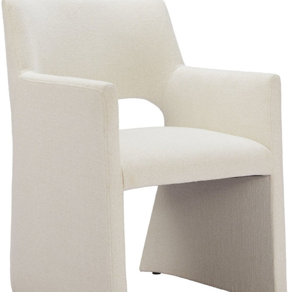 Homeroots White Upholstered Faux Linen Dining Arm Chair - Stylish Comfort For Any Room, Perfect For Dining!   555848