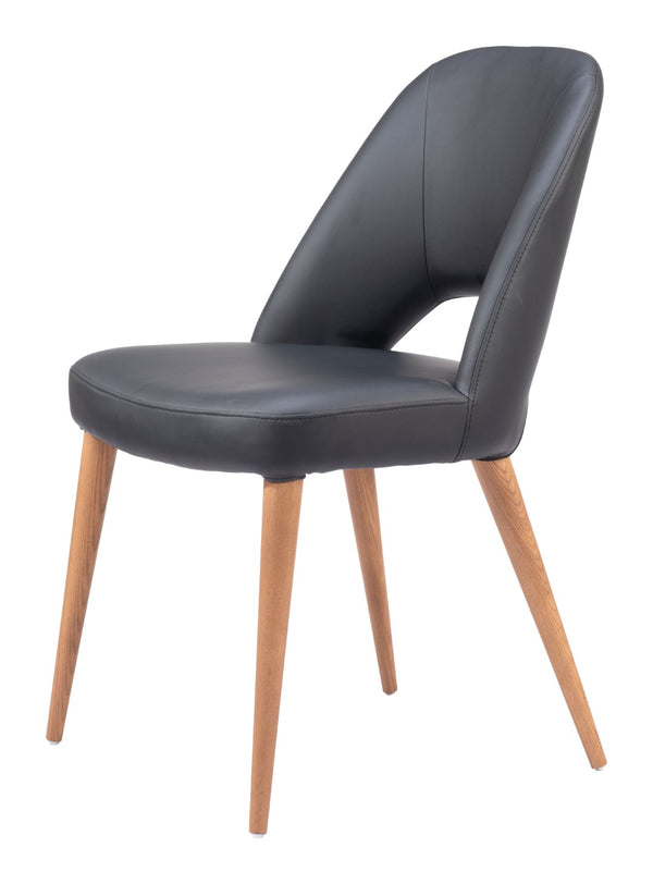 HomeRoots Set of Two Modern Open Back Faux Leather Dining Chairs - Stylish Comfort for Any Space 555849