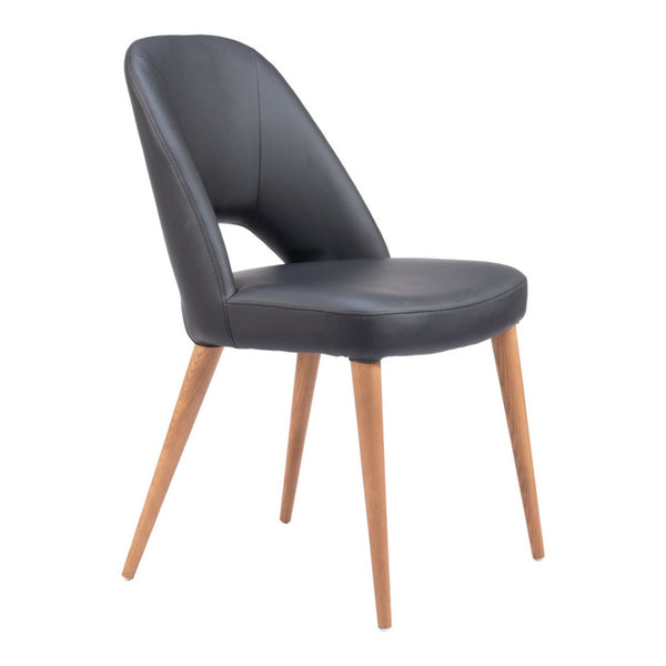 HomeRoots Set of Two Modern Open Back Faux Leather Dining Chairs - Stylish Comfort for Any Space 555849