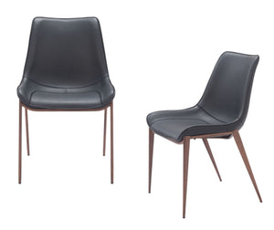 HomeRoots Set of Two Modern Black and Brown Faux Leather Dining Chairs - Stylish, Comfortable, Versatile Design 555850