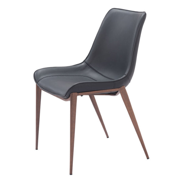 Homeroots Set Of Two Stylish Black And Brown Upholstered Faux Leather Dining Side Chairs For Any Room   555850