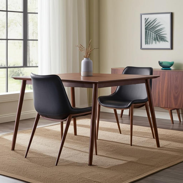 Homeroots Set Of Two Stylish Black And Brown Upholstered Faux Leather Dining Side Chairs For Any Room   555850