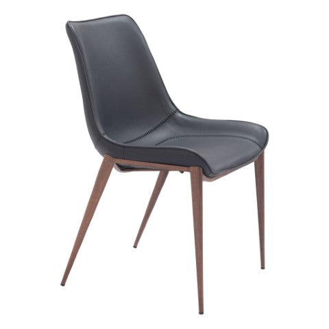 Homeroots Set Of Two Stylish Black And Brown Upholstered Faux Leather Dining Side Chairs For Any Room   555850