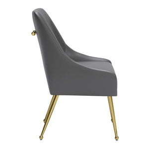 HomeRoots Gray Upholstered Faux Leather Dining Chair with Gold Legs - Modern Accent Seating for Any Space 555851