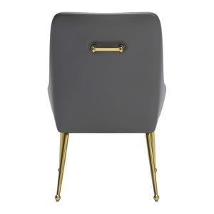 HomeRoots Gray Upholstered Faux Leather Dining Chair with Gold Legs - Modern Accent Seating for Any Space 555851