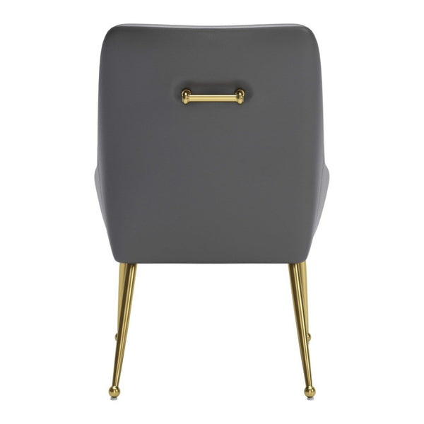 HomeRoots Gray Upholstered Faux Leather Dining Chair with Gold Legs - Modern Accent Seating for Any Space 555851
