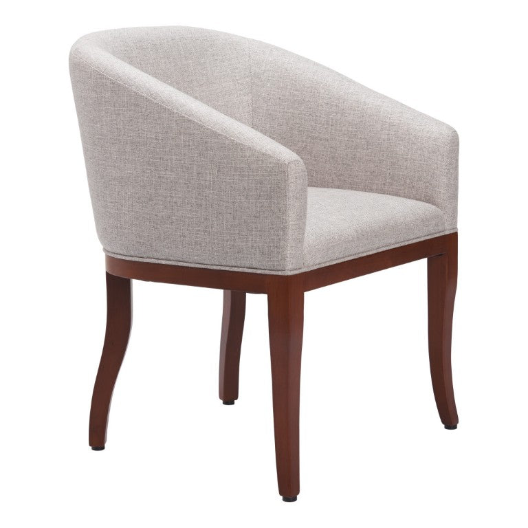 HomeRoots Gray Upholstered Wood Frame Dining Arm Chair for Stylish Contemporary Home Seating 23.6" W x 30.7" H x 21.7" D 555852