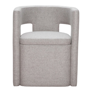 HomeRoots Gray Upholstered Open-Back Arm Chair - Modern Comfort for Dining, Entryways, or Accent Spaces 555853