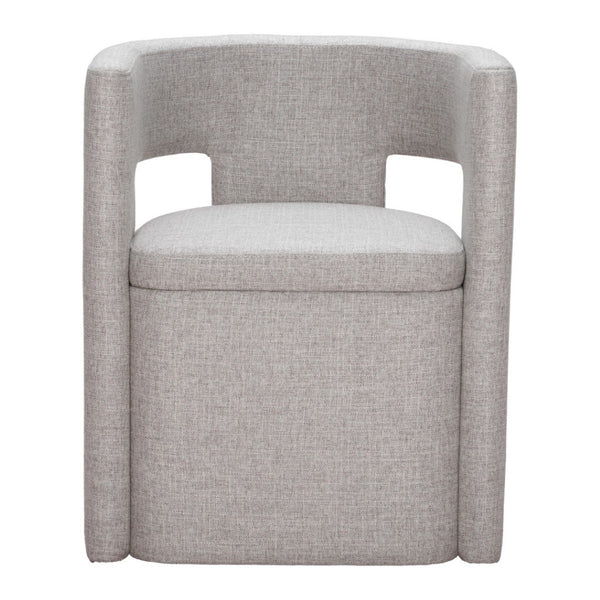 HomeRoots Gray Upholstered Open-Back Arm Chair - Modern Comfort for Dining, Entryways, or Accent Spaces 555853
