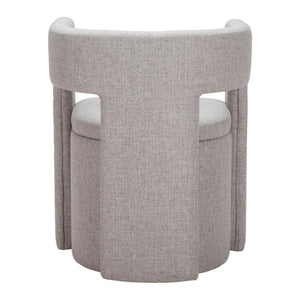 HomeRoots Gray Upholstered Open-Back Arm Chair - Modern Comfort for Dining, Entryways, or Accent Spaces 555853